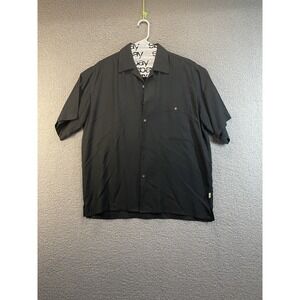 George‎ Men's Casual Dress Shirt Short Sleeve Cabana Black Large